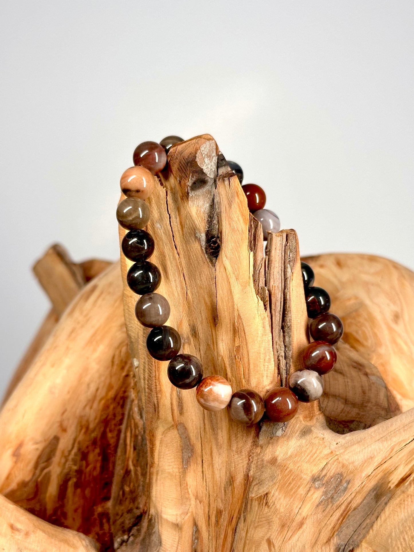 Bracelet boule 8mm Bois de fossile A