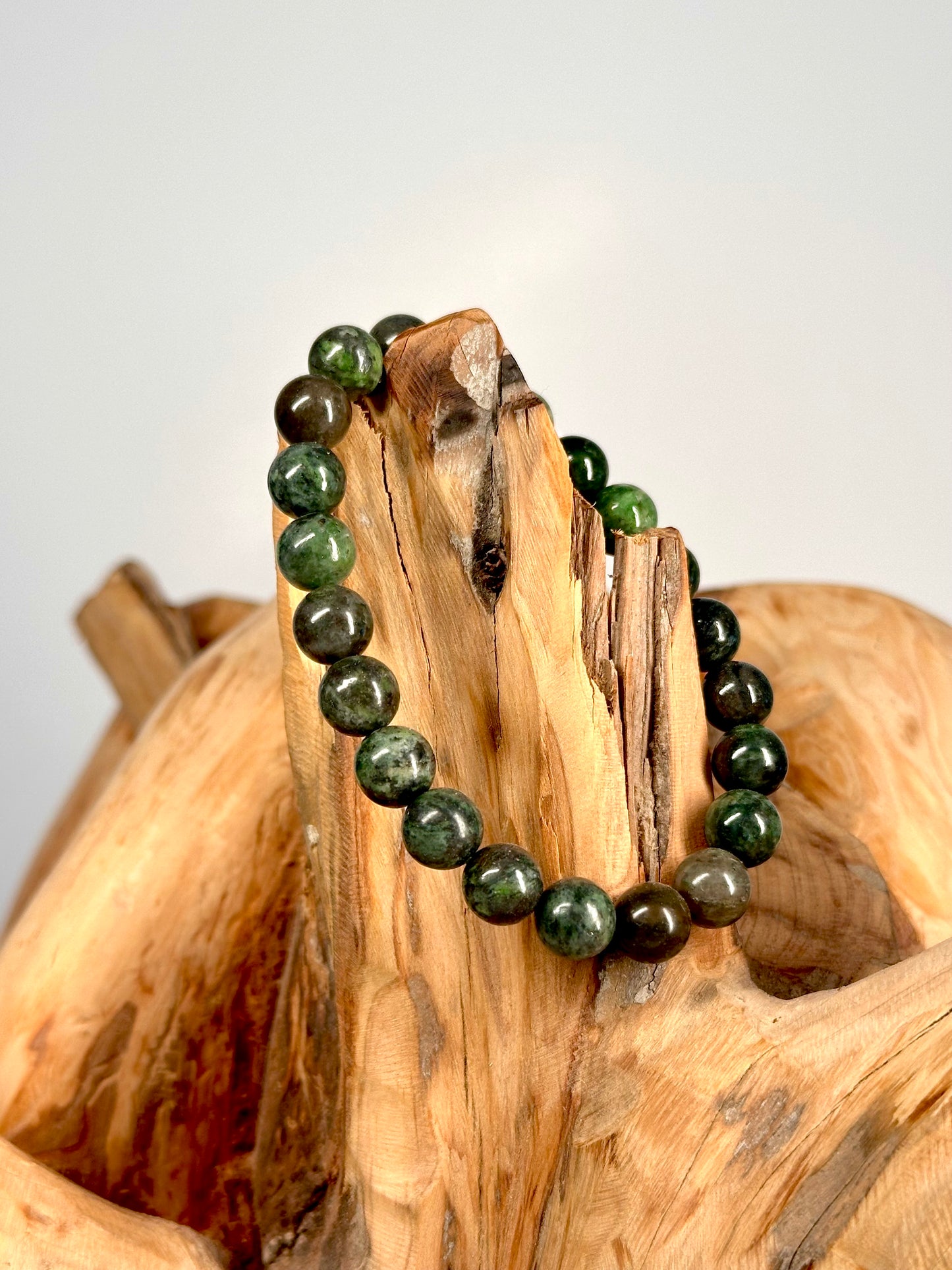 Bracelet boule 8mm Diopsyde vert B