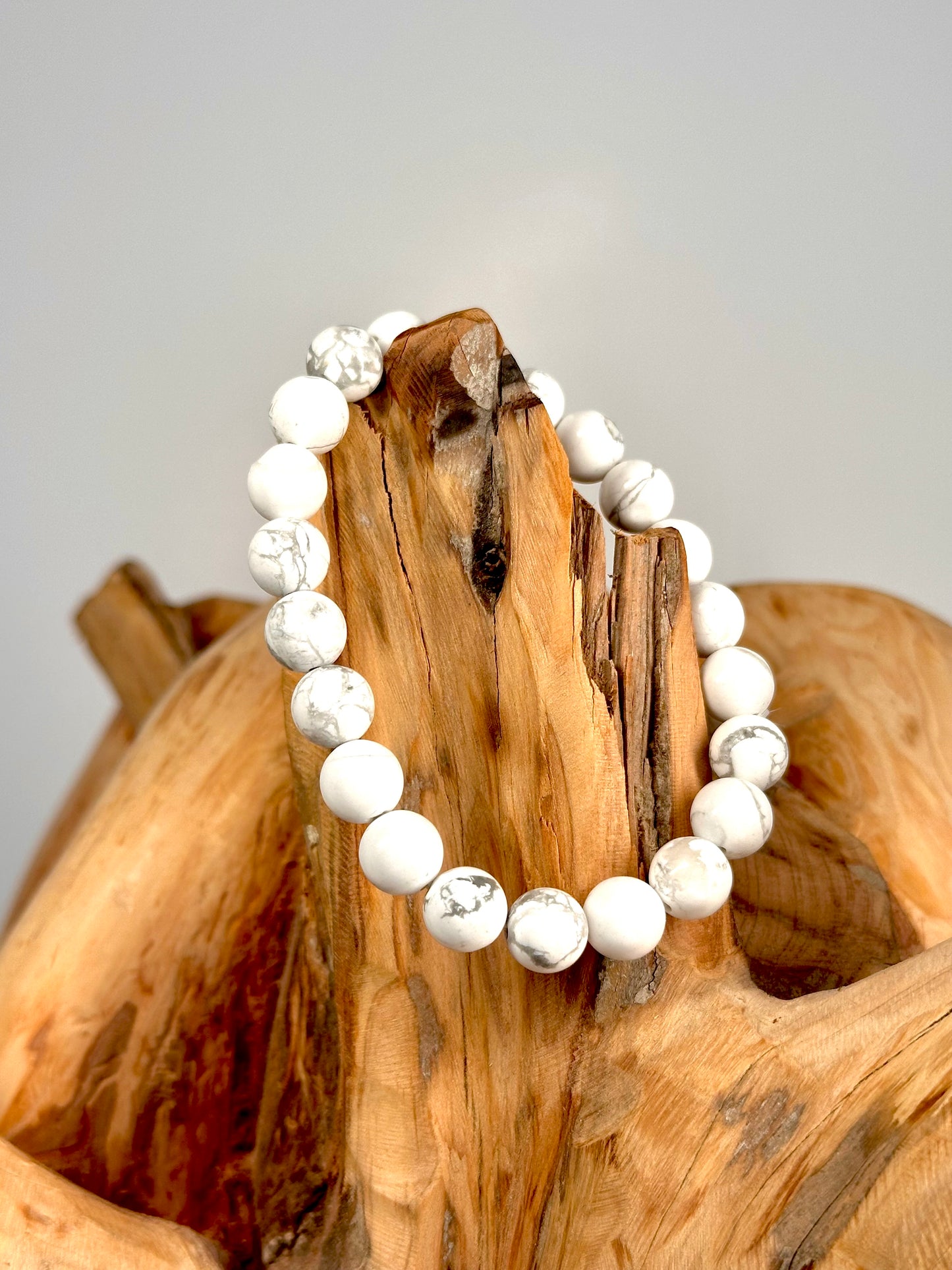 Bracelet boule 8mm Howlite Blanche A