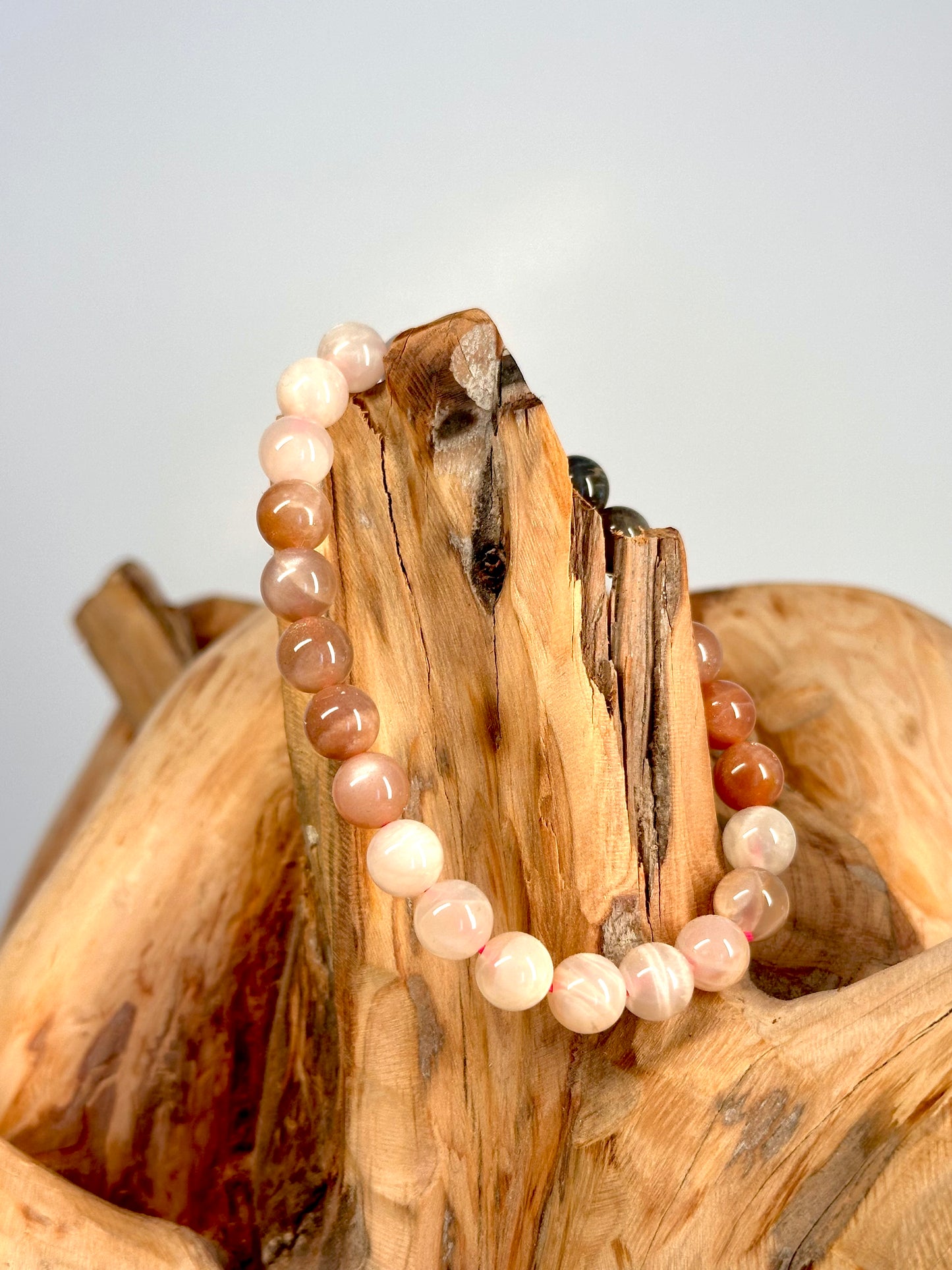 Bracelet boule 8mm pierre de lune multicolor A