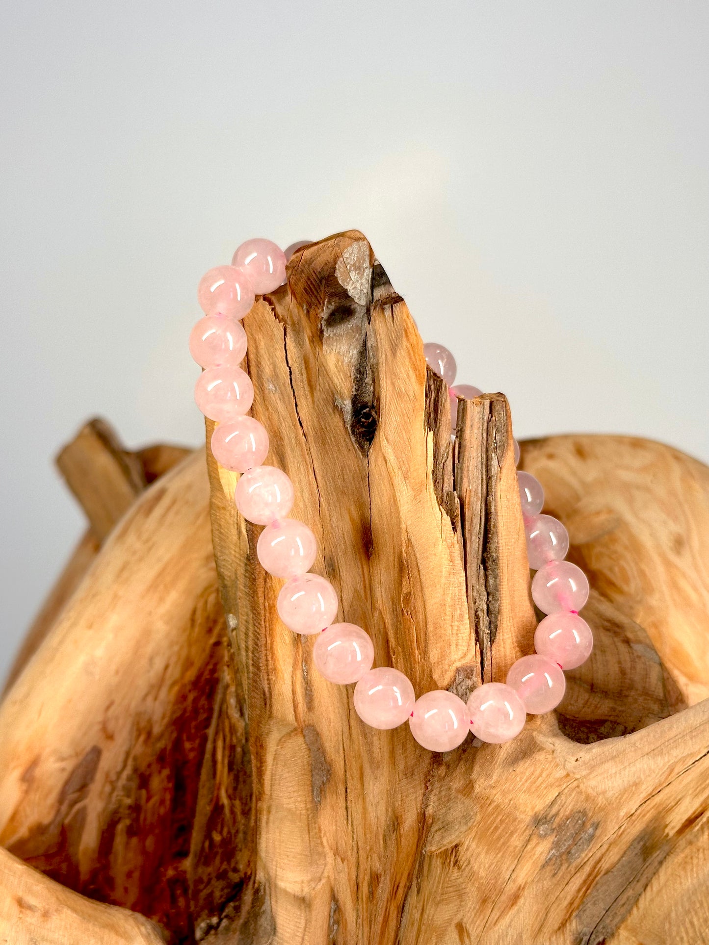 Bracelet boule 8mm Quartz rose A