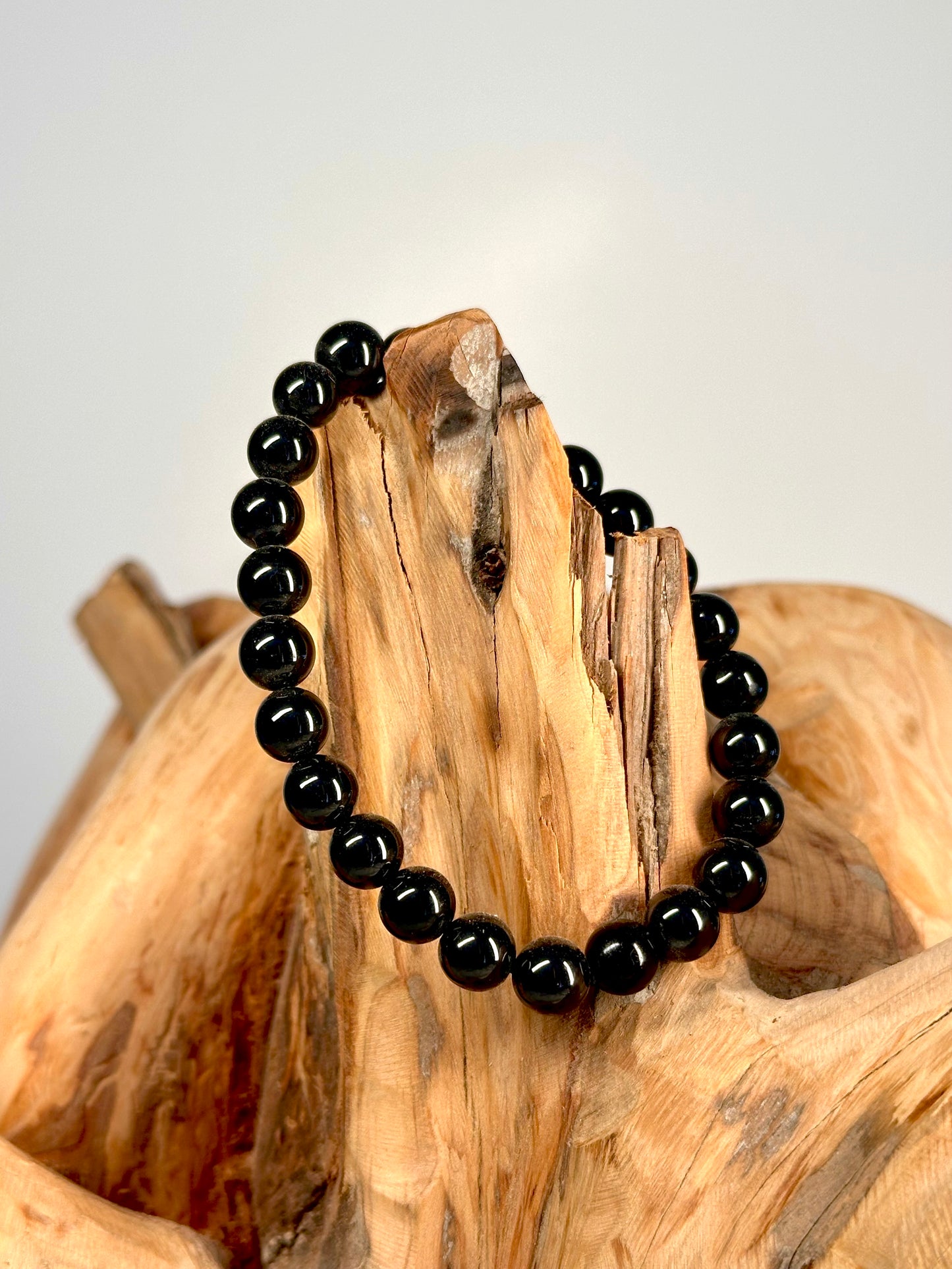 Bracelet boule 8mm Spinelle noire A