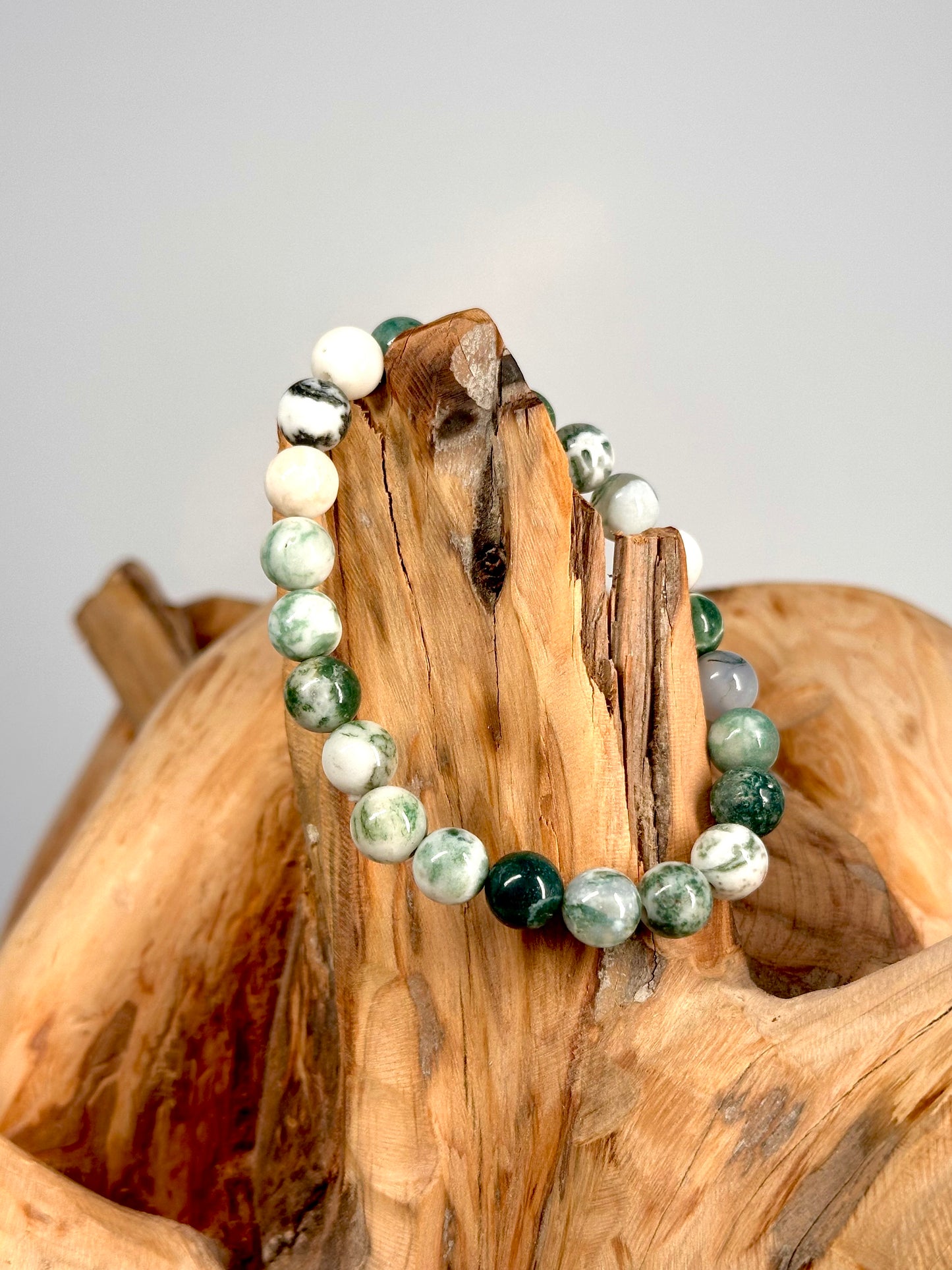 Bracelet boule 8mm Agate arbre A