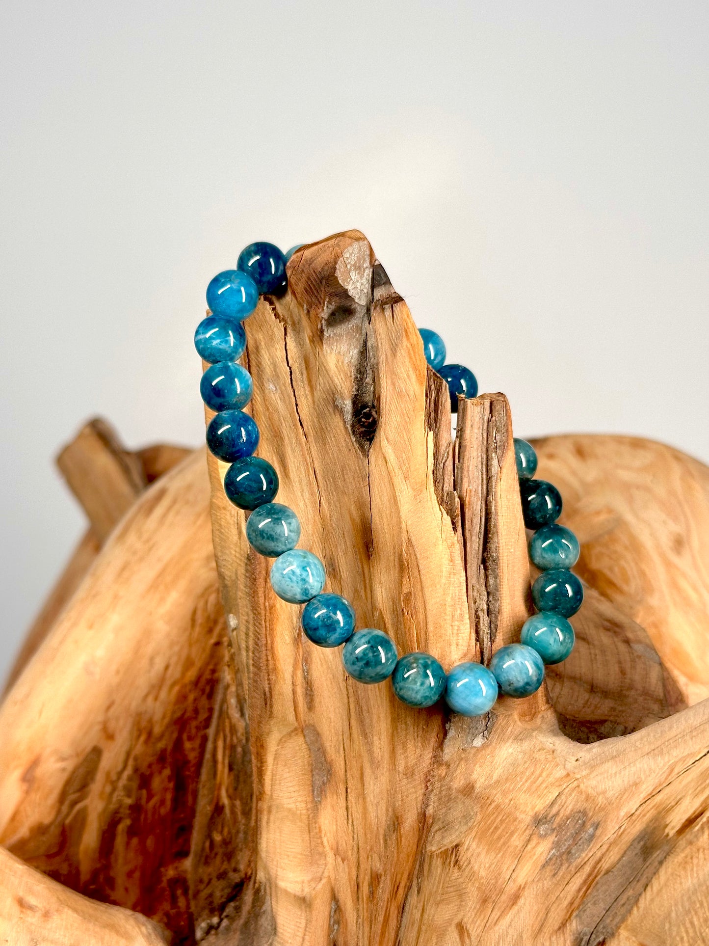 Bracelet boule 8mm Apatite Bleu A+