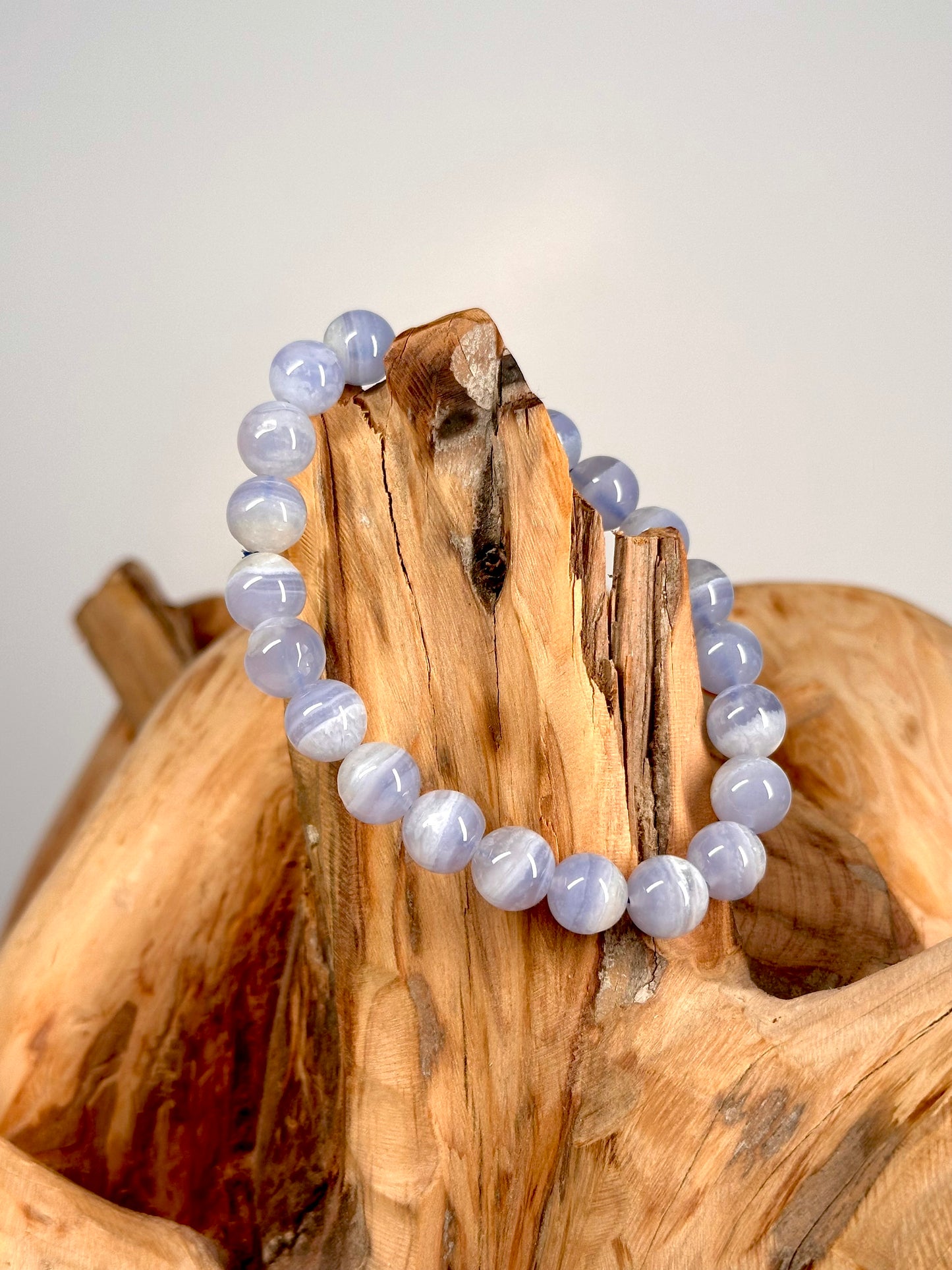 Bracelet boule 8mm Calcédoine Bleue A