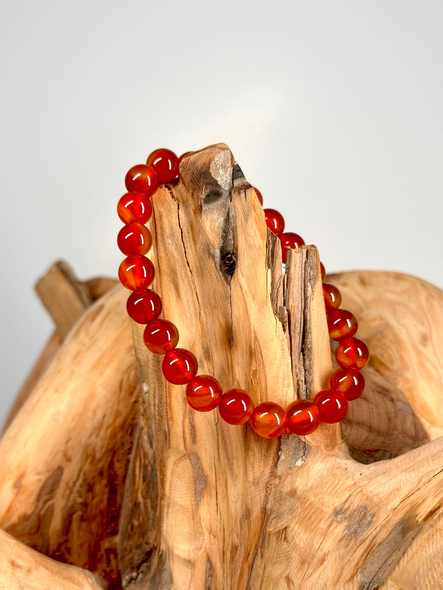 Bracelet boule 8mm Cornaline rouge A
