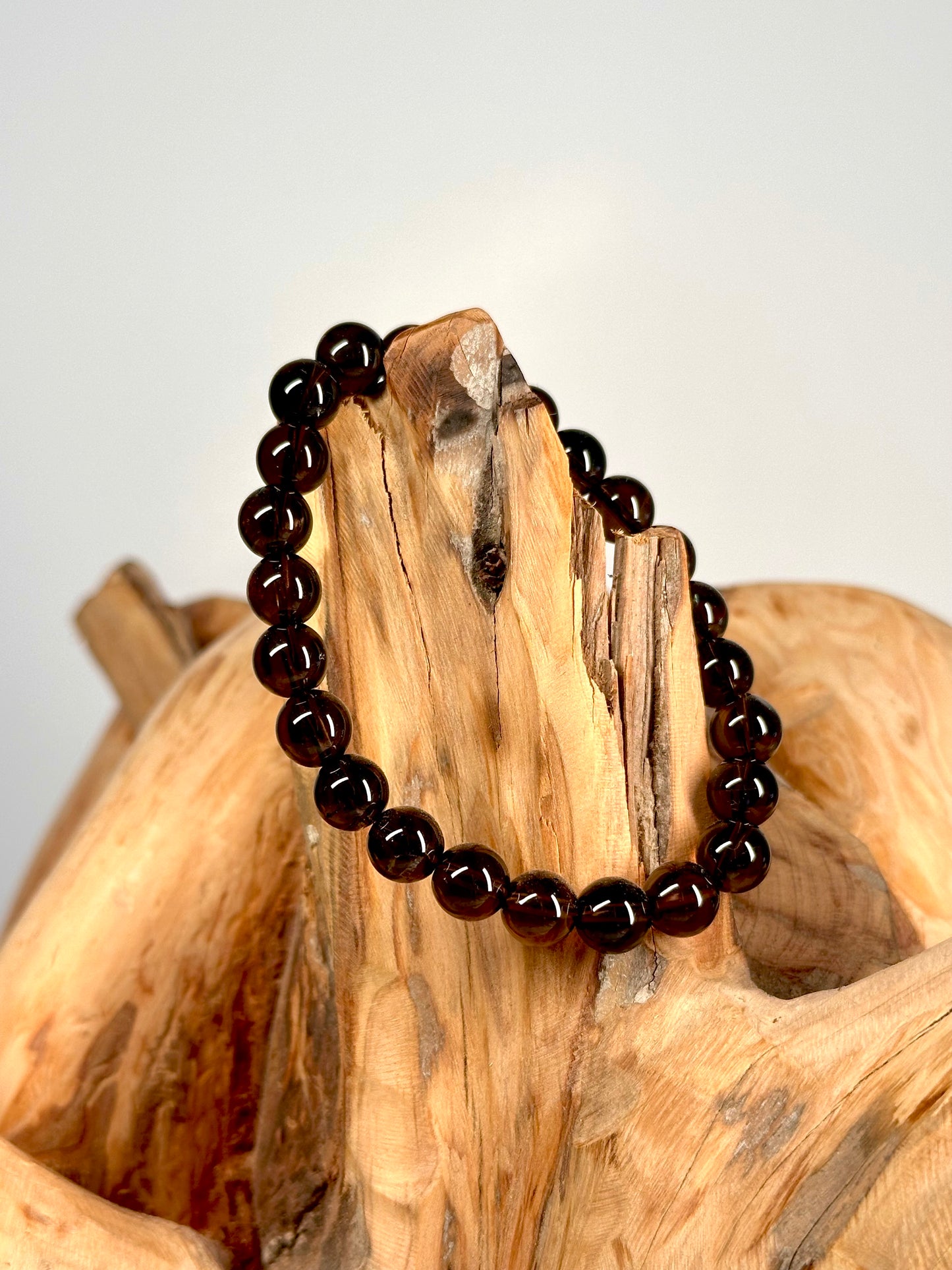 Bracelet boule 8mm Cristal de roche fumée A