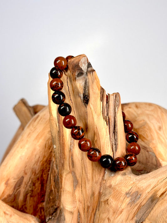 Bracelet boule 8mm Obsidienne acajou A