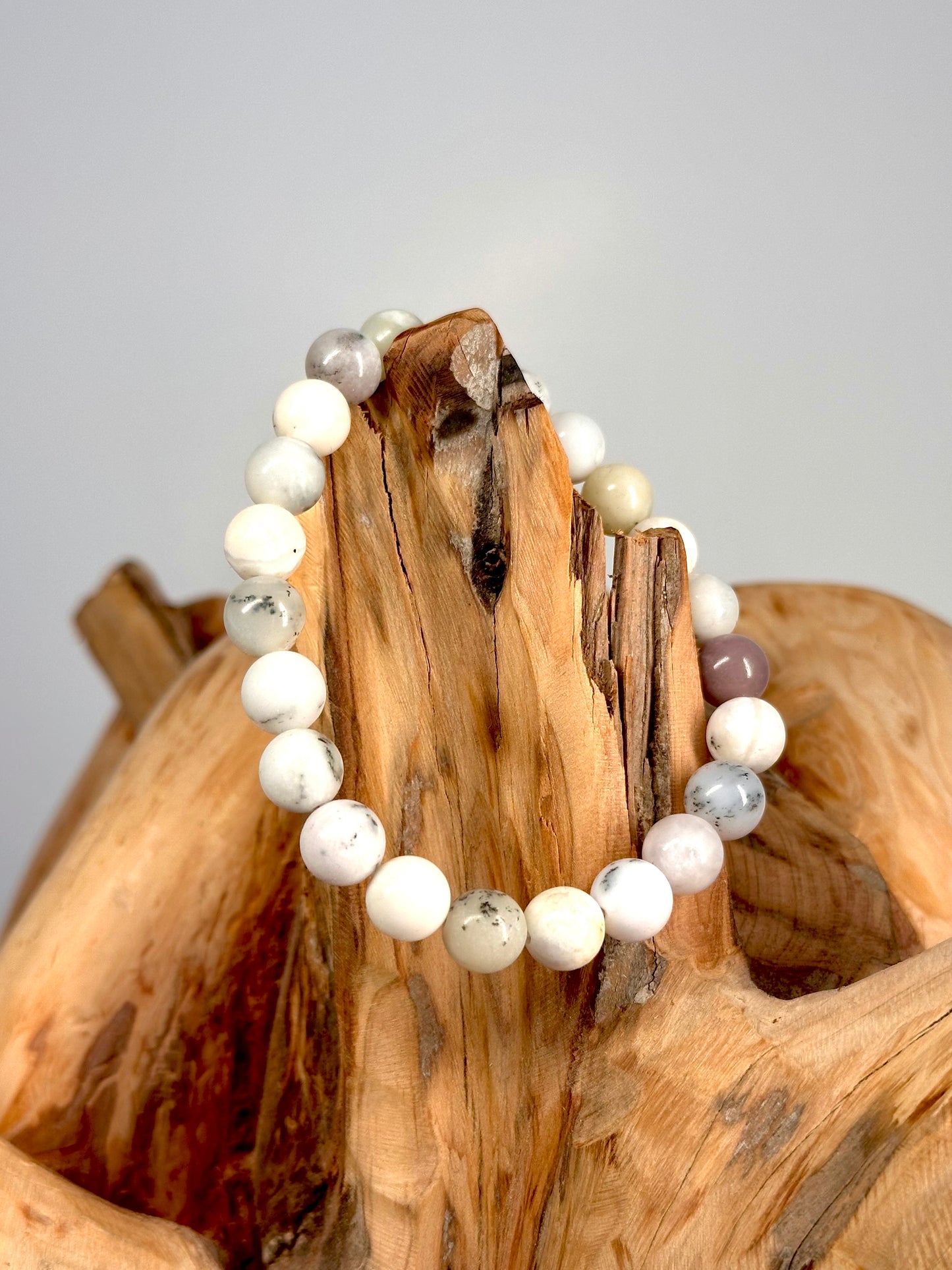 Bracelet boule 8mm Opale dendrite A