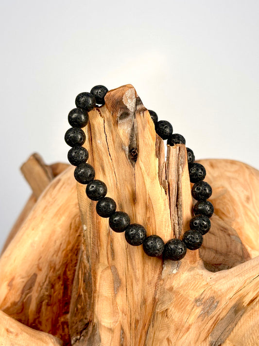 Bracelet boule 8mm pierre de lave AB