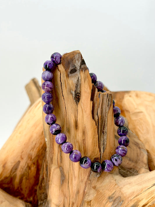 Bracelet boule 7mm Charoïte AA